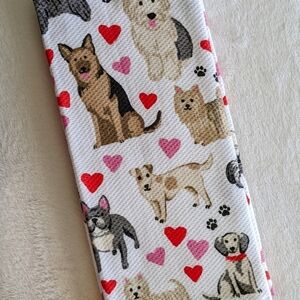 Boston Terrier Frenchie Various Dogs Hearts Set of 2 Kitchen Towel Set Multi NWT